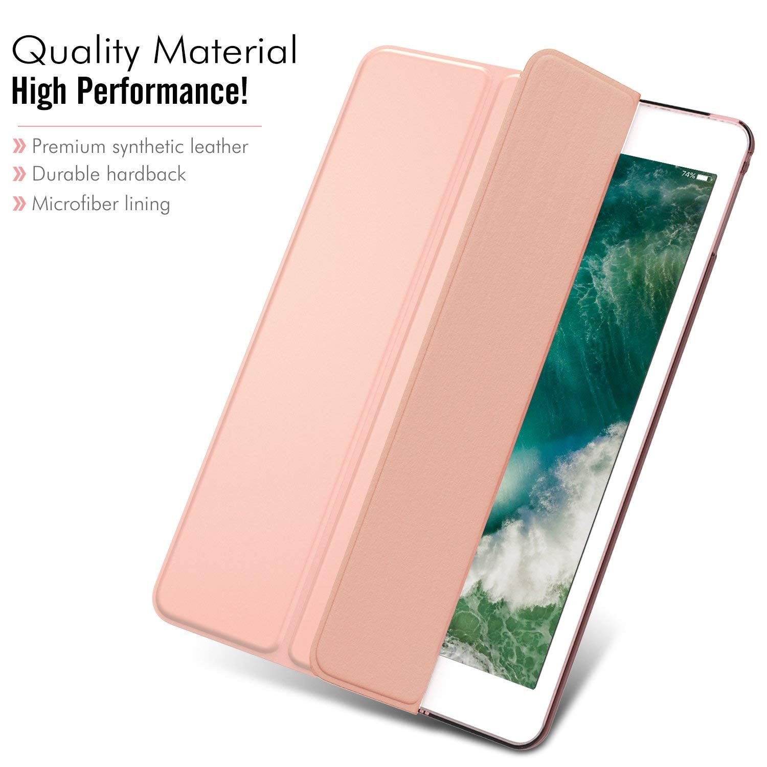 MoKo Case Fit 2018/2017 iPad 9.7 5th / 6th Generation, Slim Lightweight Smart Shell Stand Cover with Translucent Frosted Back Protector Fit Apple iPad 9.7 Inch 2018/2017, Rose GOLD(Auto Wake/Sleep)