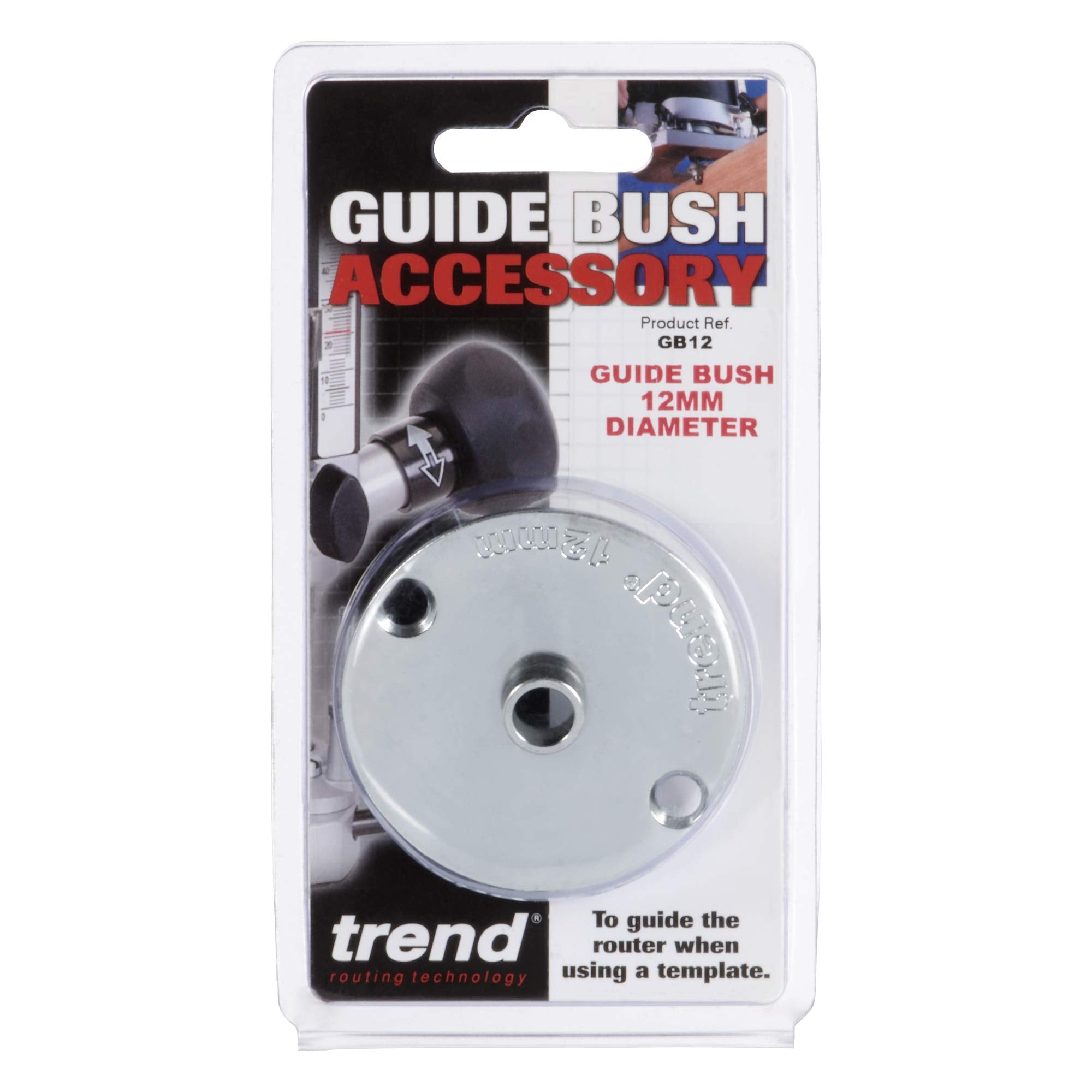 Trend Steel Guide Bush, 12mm Diameter, Euro Style Guides for Template Routing, Trend Router Compatible, GB12