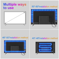 PSTAR LED Lights for TV, 2M LED TV Backlights TV Lights That Sync with TV, USB Powered RGB TV Led Light Strip, Music Sync Bluetooth APP Control for 28-55 inch TV/Monitor Behind Lighting