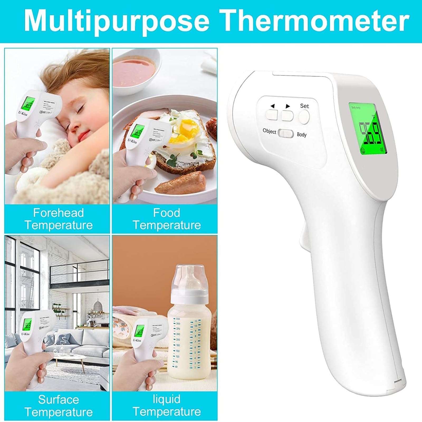 Handheld Non-contact, Infrared Thermometer, Forehead Thermometer, Thermometer High-precision, Good Safety Fast Measurement, Simple Operation Thermometer, for Baby Adult and Objects