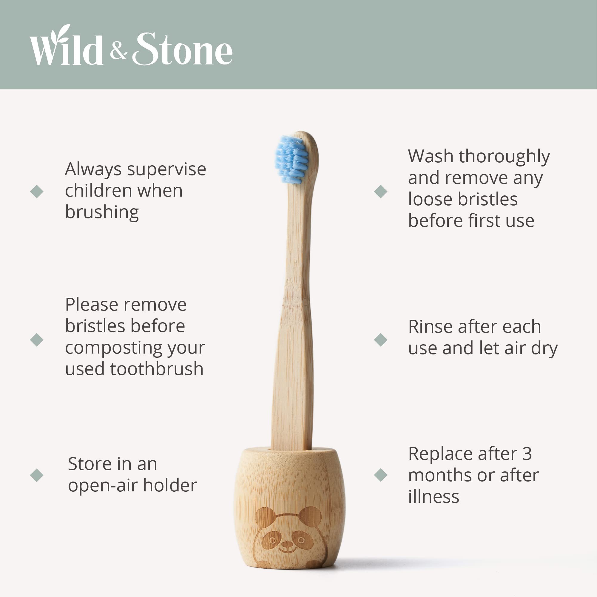 Wild & Stone   Organic Children's Bamboo Toothbrush   4 Pack   Soft Fibre Bristles   100% Biodegradable Handle   BPA Free   Vegan Eco Friendly Kids Toothbrushes (Multicolour)