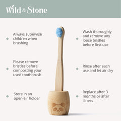 Wild & Stone   Organic Children's Bamboo Toothbrush   4 Pack   Soft Fibre Bristles   100% Biodegradable Handle   BPA Free   Vegan Eco Friendly Kids Toothbrushes (Multicolour)