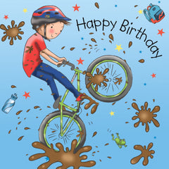 Twizler Happy Birthday Card with Mountain Bike - Boys Birthday Card - Happy Birthday Card Boy - Birthday Card For Boy - Sporty Childrens Birthday Cards - Boys Birthday Presents