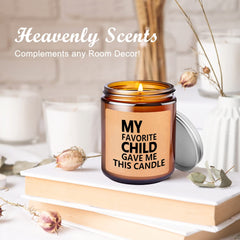 My Favorite Child Gave Me This Candle - Mom Candle with Candlesnuffer - Mothers Day Candles from Daughter - Gifts for Mom from Son on Birthday - Lavender Scented Candles for Mom