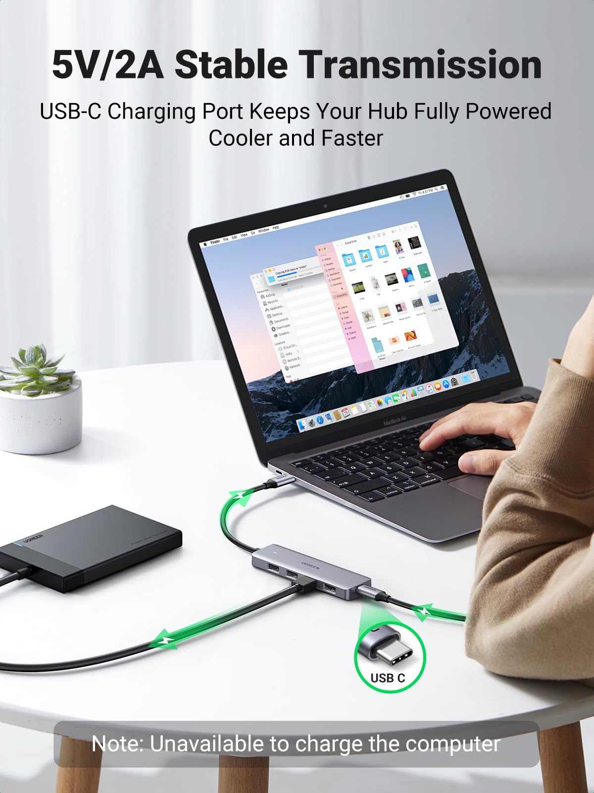 UGREEN USB C Hub, Slim Type C to 4 Port USB 3.0 Adapter, 5Gbps High-Speed Splitter Compatible with Thunderbolt 3 Macbook Pro iPad Pro Air XPS HP Envy Galaxy S22 and More