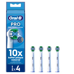 Oral-B Pro Precision Clean Electric Toothbrush Head, X-Shape And Angled Bristles for Deeper Plaque Removal, Pack of 4 Toothbrush Heads, White