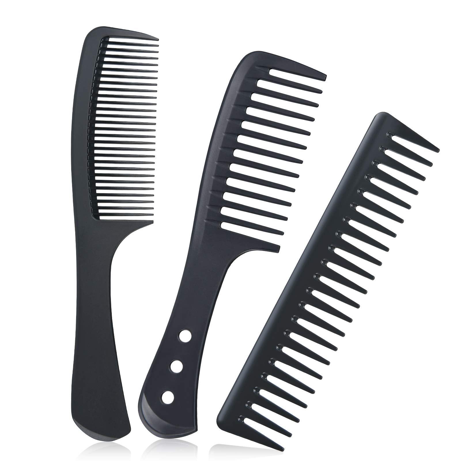 URAQT Hairdressing Combs Set, 3 Pack Wide Tooth Combs, Heat Resistant Anti-static Carbon Hair Brush Hair Comb for Long, Wet or Curly Hair Detangling