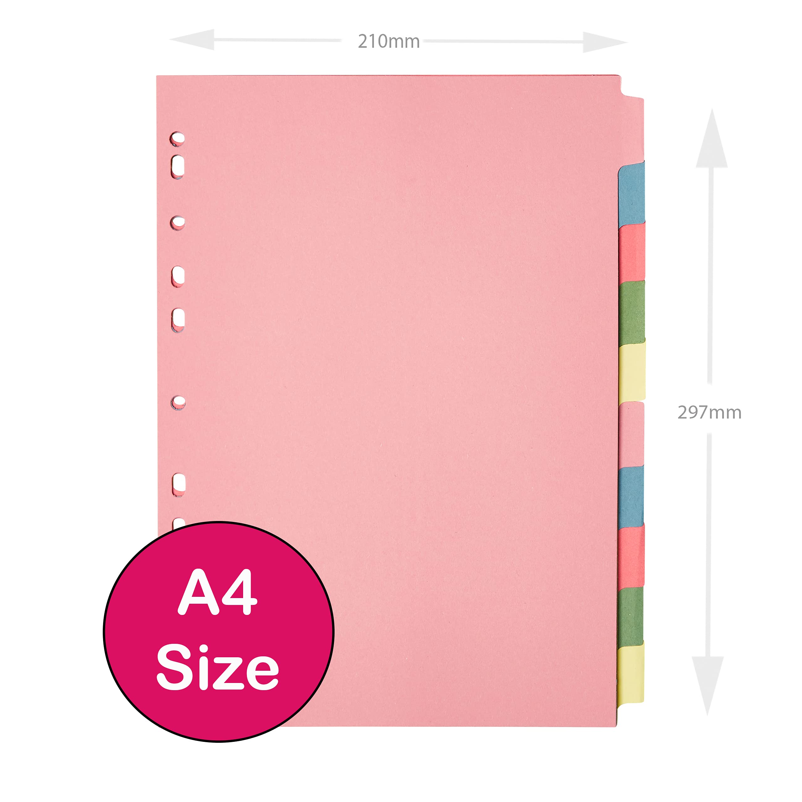 A4 File Dividers 10 Part   A4 Subject Dividers 10 Part Card Folder Dividers Multi Hole Punched in Assorted Colours   Fit All A4 Portrait File Dividers