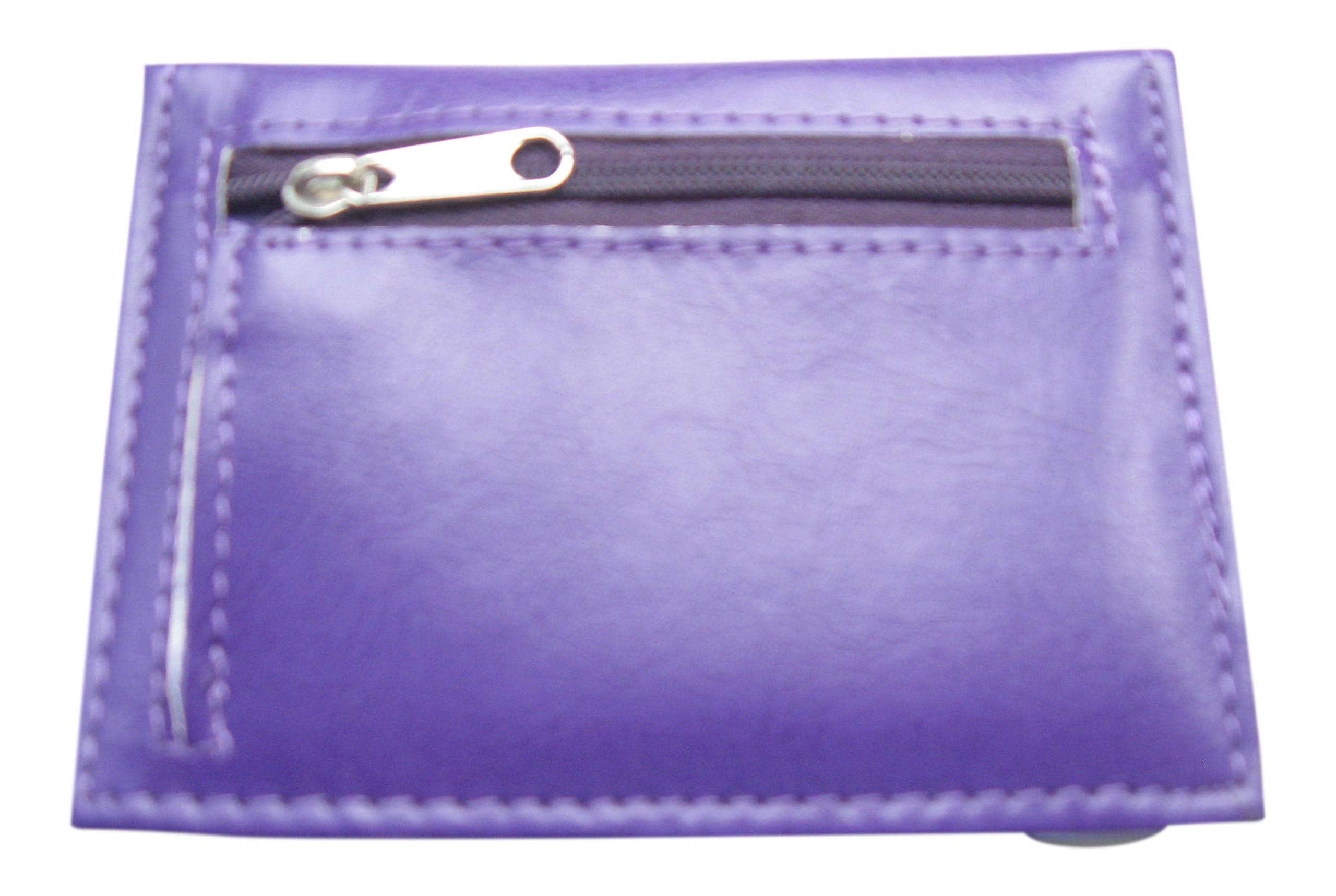 Lorenz Leather Effect Grained PU Bus Pass Cover Holder with Zip up Coin Pocket (Purple)