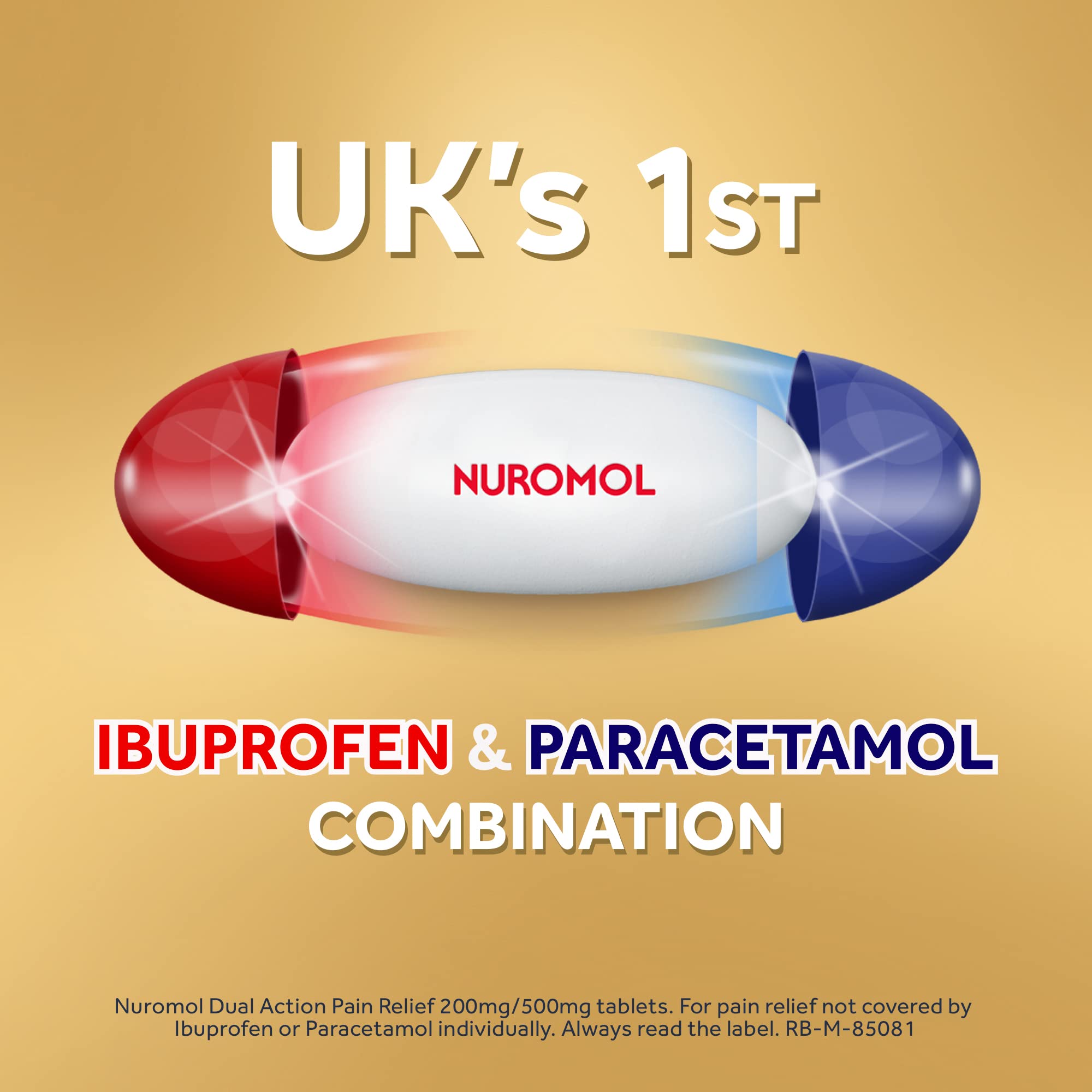 Nuromol Ibuprofen and Paracetamol Tablets, 16 Pain Reilef Tablets, Joint Pain Relief, Period Pain Relief, Back Pain Relief, Dual Action Pain Relief, Strong Painkillers, Fever