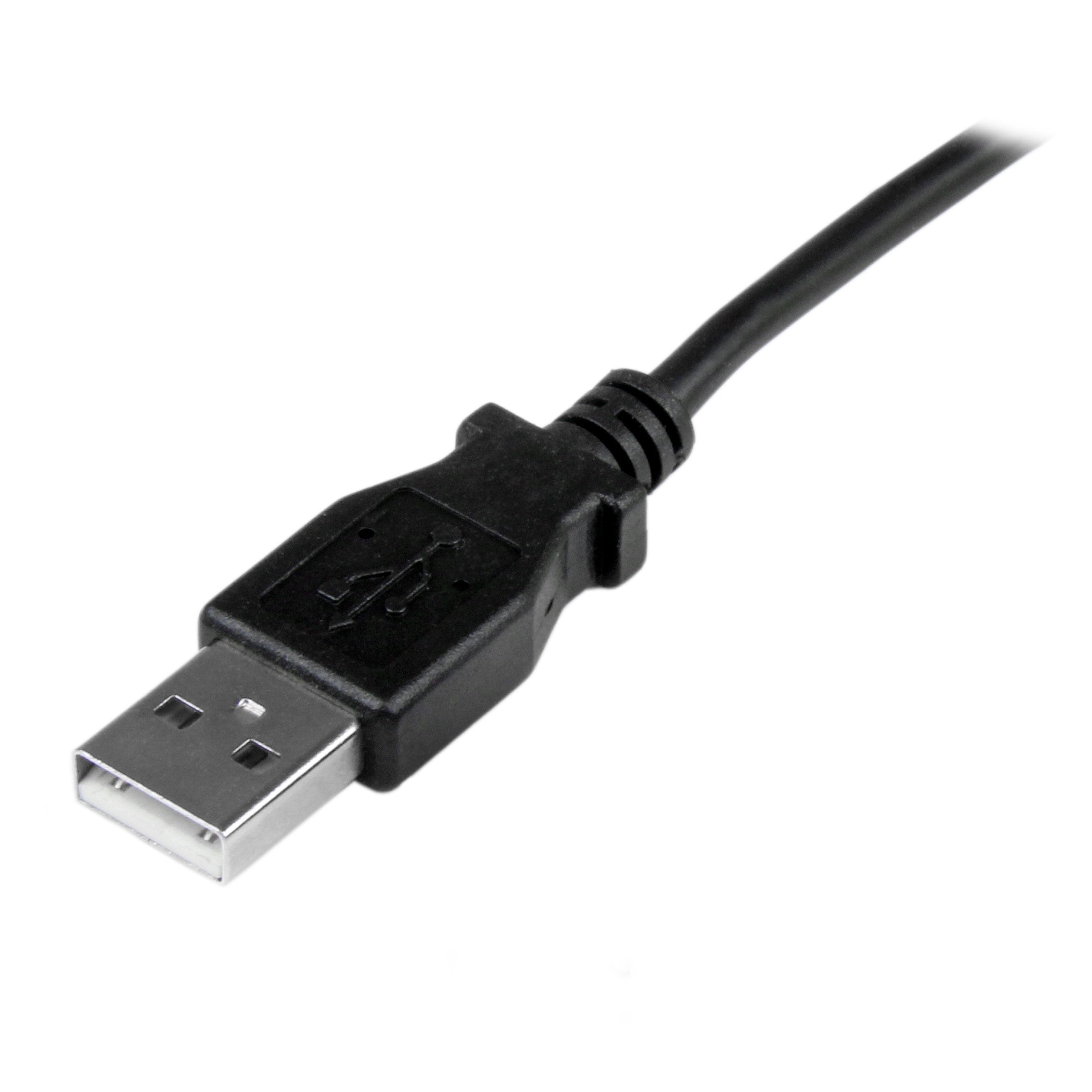 StarTech.com 1m Mini USB Cable Cord - A to Up Angle Mini B - Up Angled Mini USB Cable - 1x USB A (M), 1x USB Mini B (M) - Black (USBAMB1MU)