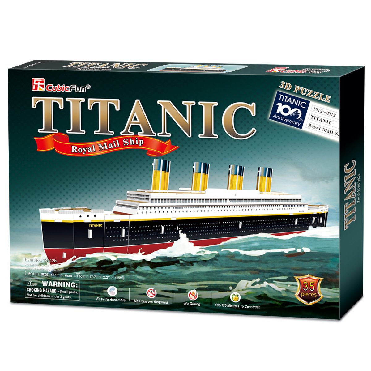 CubicFun 3D Puzzles Titanic Model Kits Ship and Boat Jigsaw Puzzles for Kids and Adults, Paper DIY Toy Gift and Decoration, 35 Pieces