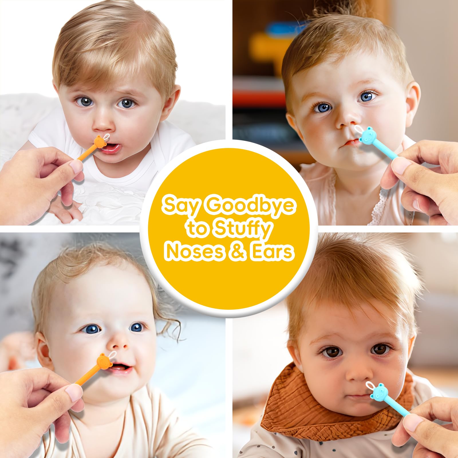 Qunlions life The Safe Baby Nasal Booger and Ear Cleaner - Baby Shower Registry Essential   Easy Baby Nose Cleaner Gadget for Infants and Toddlers   Dual Earwax and Snot Removal - 2 PC