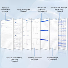 BLESWIN 2024-2025 Monthly Planner, 18 Months Academic Planner with Stickers Tabs, 200 Pages Diary A5 Week to View Spiral Bound, Appointment Books & Planners, Diary Week to View for Women Men