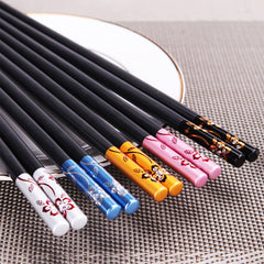 nuoshen Fiberglass Chopsticks, 5 Pairs Non Slip Fancy Chop Sticks Dishwasher Safe Reusable Chopstick Set for Sushi Noodles Rice, Multicolour