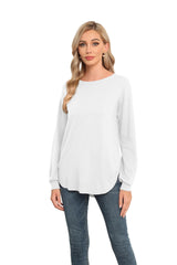 Versatile Crew Neck Sweater Tops for Everyday Style (White, XXL)