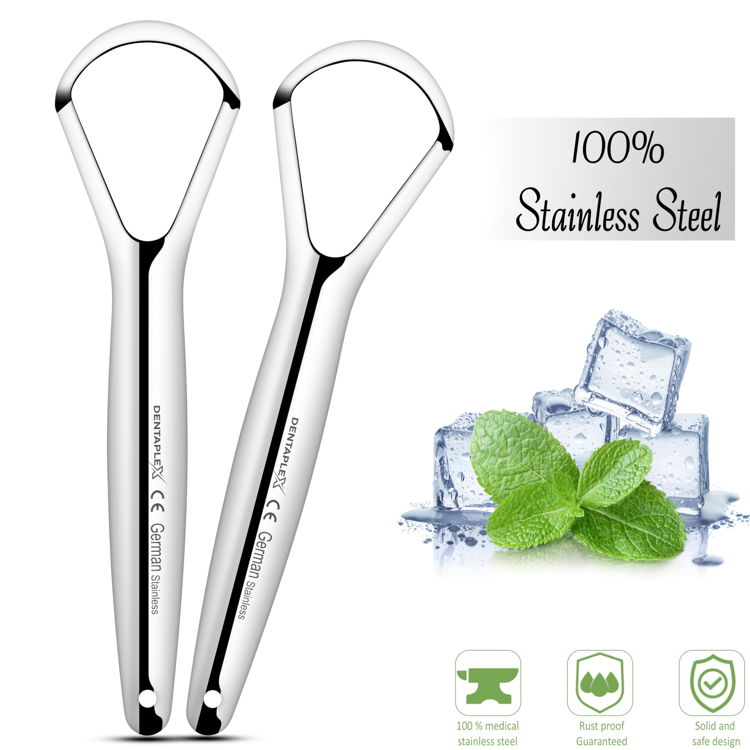 Tongue Scraper Metal Stainless Steel Tongue Scrapers for Adults Restore Fresh Breath Improve Taste and Oral Health with our tongue cleaners suitable for Men & Women Personal Hygiene - Tongue scraper 2