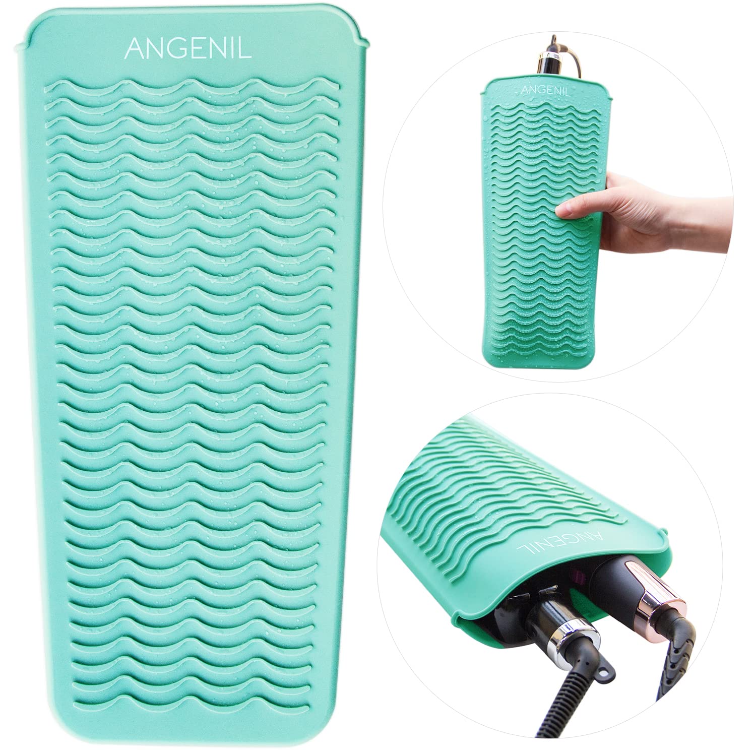 ANGENIL Heat Resistant Silicone Mat Pouch For Cordless Flat Iron Hair Straighteners And Curlers In One, Hair Straightener Brush, Hairdryer, Curling Iron Wand Tongs, Gifts For Women, Food Grade