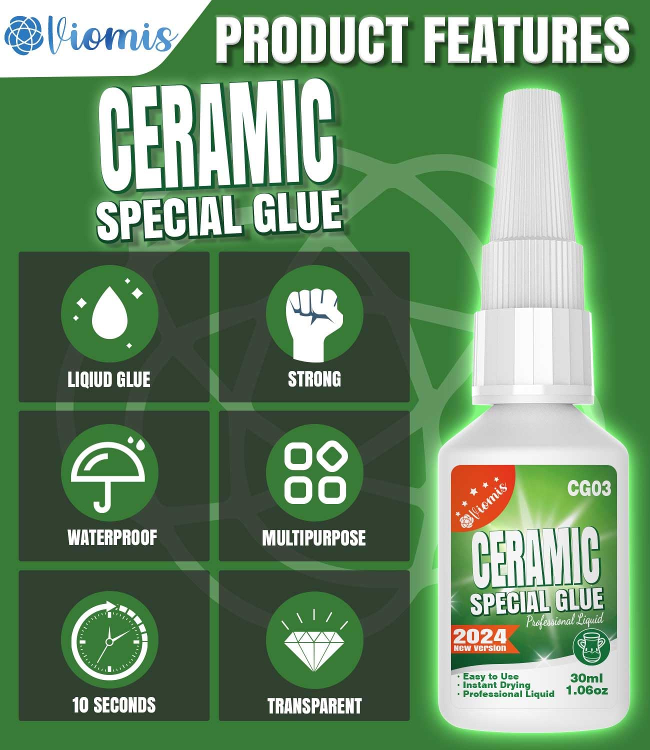 30g Ceramic Repair Adhesive: Quick-Dry, Heat-Resistant & Waterproof Glue for Porcelain, Pottery & DIY Crafts