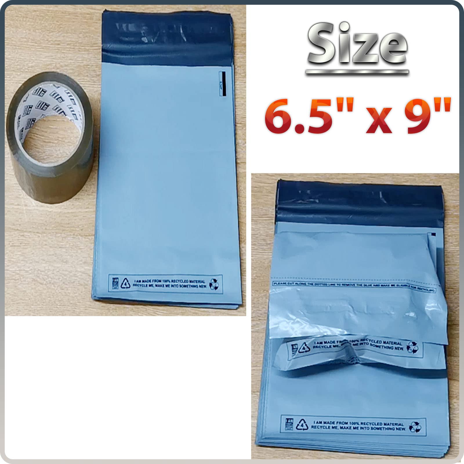 Mixed 100x Grey Mailing Bags - Assorted Postage Polythene Self Seal Parcel Plastic Envelopes 100% Recyclable - Strong Postal Packing Packaging Shipping Bags