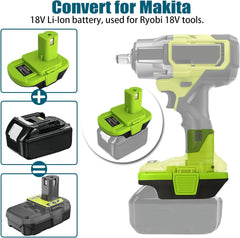 MT20RNL Battery Adapter for Ryobi 18V Power Tools, TEPULAS Battery Adaptor Convert for Makita 18V Convert for Ryobi 18V Power Tools