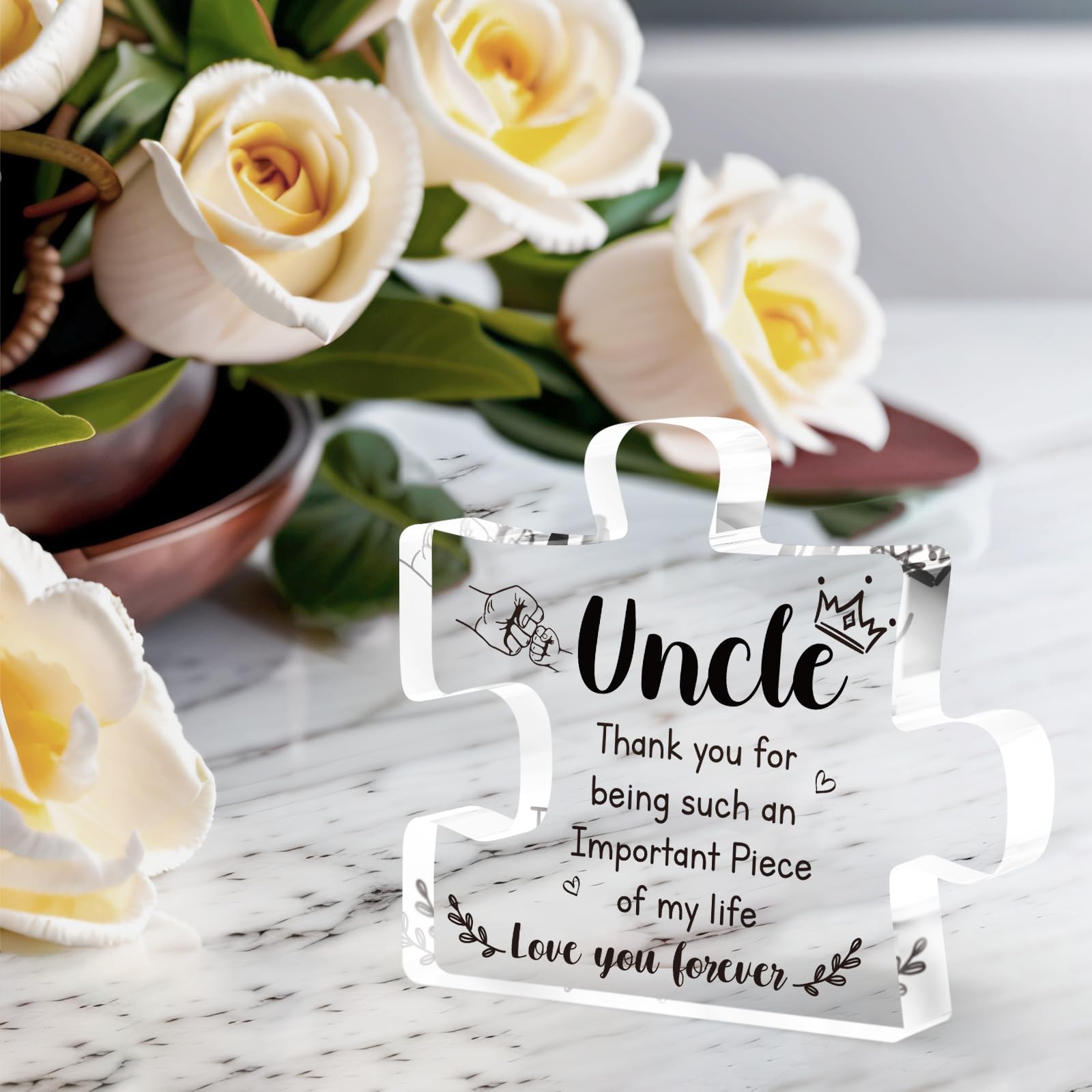 Buioata Uncle Gifts - Acrylic Puzzle Block Gifts for Uncle, Best Uncle Gifts from Niece & Nephew, Great Uncle Gifts for Birthday Christmas Thanksgiving Day, Present for Uncle Birthday