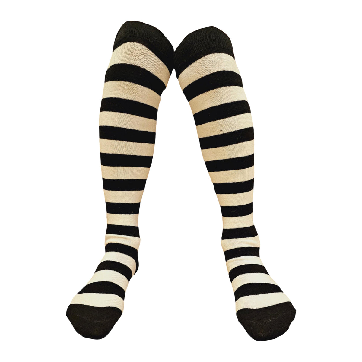 Colourful Baby World Kids Girls Striped Party Fancy Dress Up Knee Socks Black Red Blue Age 6 7 8 9 10 (Black-white, 3-5 Years)