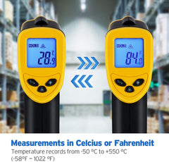 Etekcity Infrared Thermometer Non-Contact Digital Laser Temperature Gun,-50°C ~ 550°C ( -58°F~1022°F ) with LCD Display, for Cooking/Pizza Oven/BBQ/Fridge, (Not for Human), Lasergrip 1080