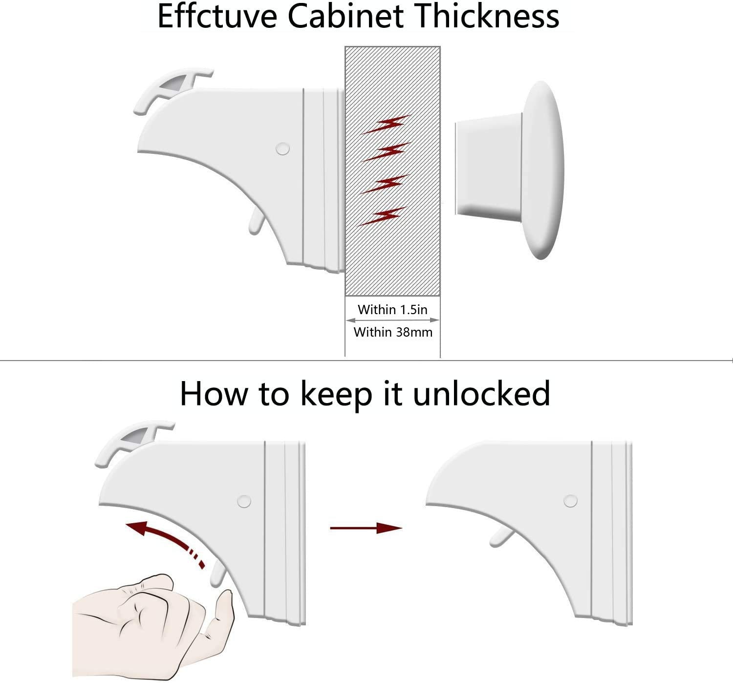 Dokon Child Safety Magnetic Cupboard Locks (10 Locks and 2 Keys), No Tools Or Screws Needed, Baby Safety Locks for Cabinets and Drawers