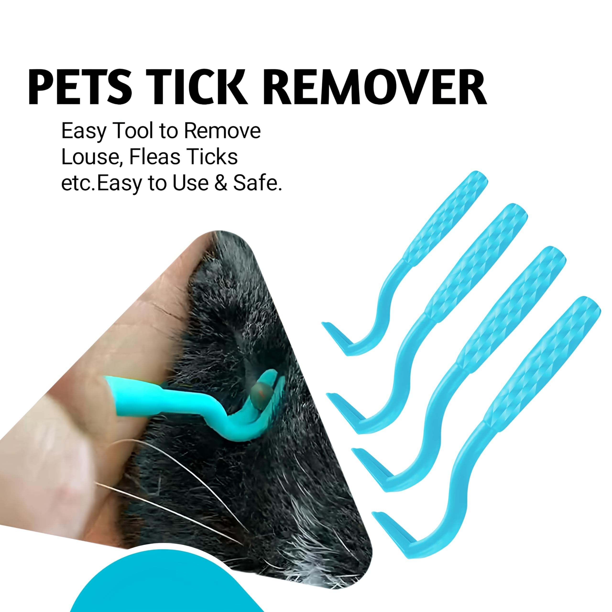 YANAM 4 Pack Tick Remover Tool Set, Tick Removal of Head and Body, Lightweight &Portable Painless Tool With Storage Box(SKY BLUE)