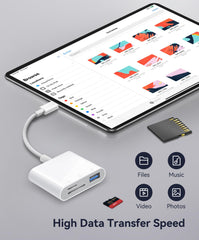 WNXSLOAD USB C to Micro SD Memory Card Reader, 3-in-1 USB Camera Card Reader Compatible with MacBook Pro/Air, iPad Pro, iPhone 15 and More USB C Devices, SD Card Adapter with SD MicroSD USB 3 Ports