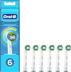 Oral-B Precision Clean Electric Toothbrush Head with CleanMaximiser Technology, Excess Plaque Remover, Pack of 6 Toothbrush Heads, White