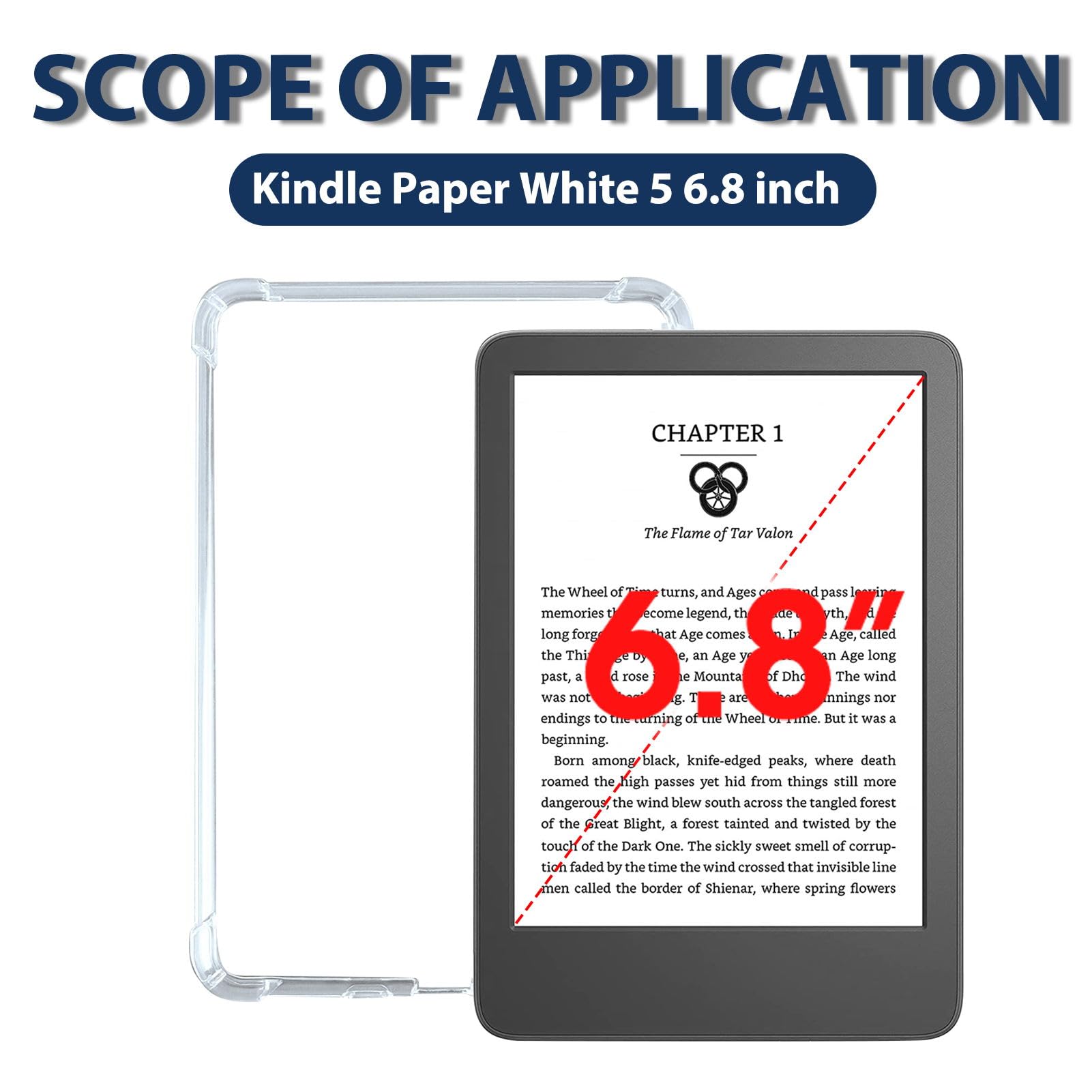 Clear Case for 6.8 inches All-New Kindle 2022, DIY Stickers Available Silicone E-reader Case, Ultra Soft Slim Reinforced Edge Corners Shell Lightweight Bumper Back Transparent Cover for Kindle Paperwhite 5