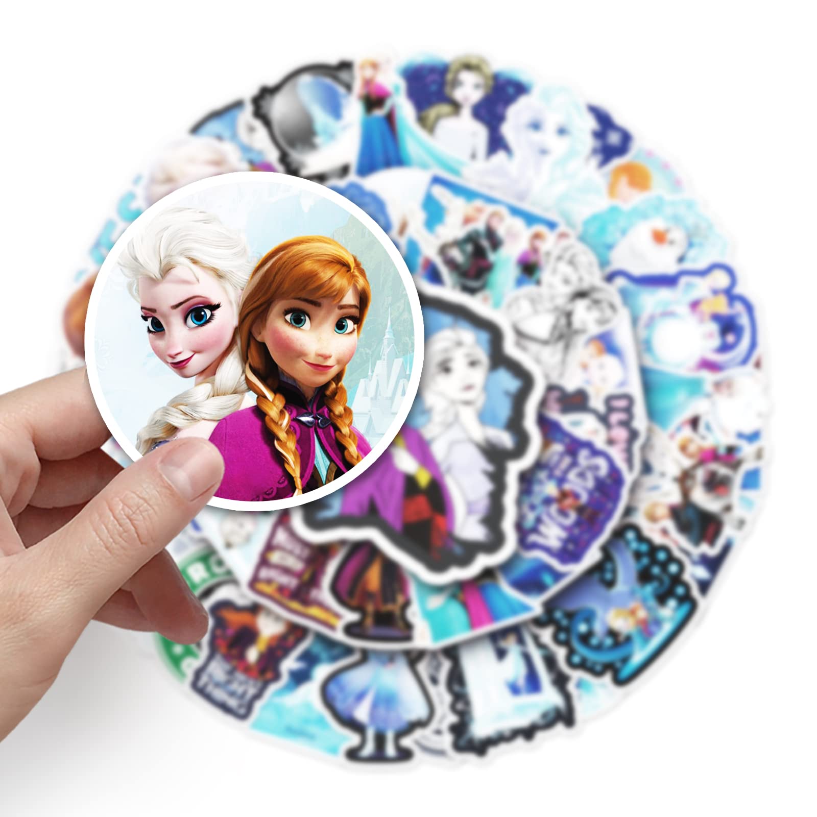 Yangsiw Frozen Stickers Waterproof Vinyl Stickers for Water Bottle Luggage Bike Car Decals Anna and Elsa Stickers for Kids 50pcs …