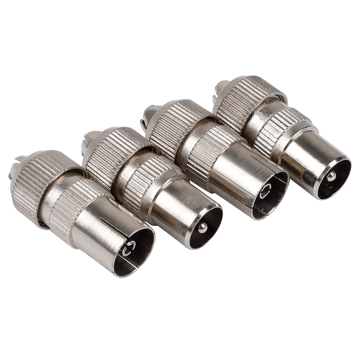 NADDZ Tv Aerial Coaxial Cable Connectors Adaptor, Ariel Connection for Tv, Coaxial Tv Aerial Connector 5 PCS Metal Tv Aerial Co-Axial Plug, Multipack Set for Television Rf Cable Freeview Metal.