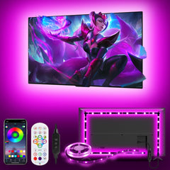 Daymeet TV LED Backlight TV Led Lights 3M for 32-43in TVs, TV Backlights Sync with Music Led Lights for TV Bluetooth App Remote Control Dimmable RGB Led Strip Lights for Bedroom Gaming Room