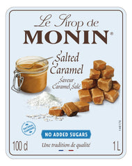 MONIN Premium Salted Caramel No Added Sugar Syrup 1L for Coffee and Cocktails. Vegan-Friendly, Allergen-Free, 100% Natural Flavours and Colourings. Salted Caramel Coffee Syrup