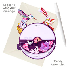 SANTORO Pirouette, 3D Pop Up Greeting Card - Hummingbirds (Blush) - For Her, Him, Mum, Wife, Sister, Daughter, Birthday, Bird Lovers   Thank You Cards For Teacher   Get Well Soon Card