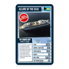 Top Trumps World Famous Ships Classic Card Game, learn facts about tankers, yachts and cruise ships including Allure of the Seas, Titanic and Brittania, gifts and toys for boys and girls aged 6 plus