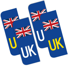 UK Car Stickers, Pack of 4 European Road Legal UK Car Number Plate Vinyl Stickers for Replace GB Stickers after BREXIT