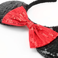 DRESHOW 2 Pack Mouse Ears Bow Headbands Glitter Party Decoration Cosplay Costume for Women