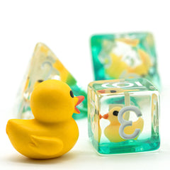 cusdie 7-Die DND Dice, Polyhedral Dice Set Filled with Animal, for Role Playing Game Dungeons and Dragons D&D Dice (Yellow Duck)