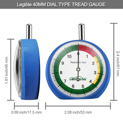 GODESON Tyre Tread Depth Gauge UK in MM,Dial Tyre Depth Gauge UK, Professional Tyre Gauge for Motorcycle, Car,Truck and Bus