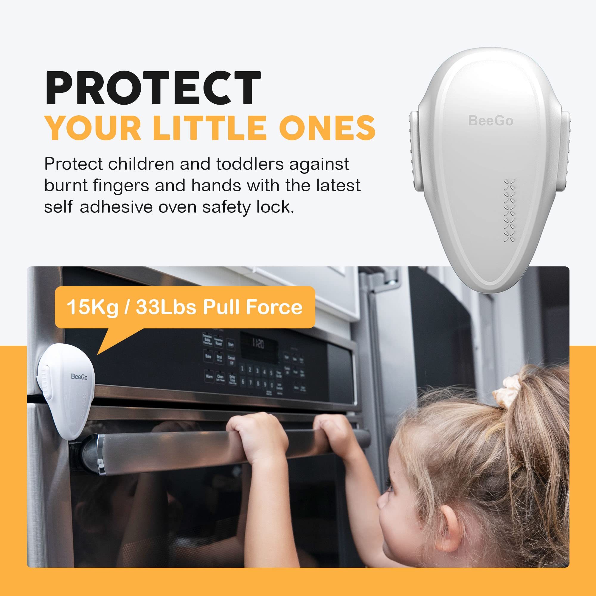 BeeGo® Baby Proofing Oven Lock : 1pc White Child Oven Lock for Oven Doors - Ensuring Kitchen Safety with Kids Protector, Baby Oven Guard, and Safety Toddler