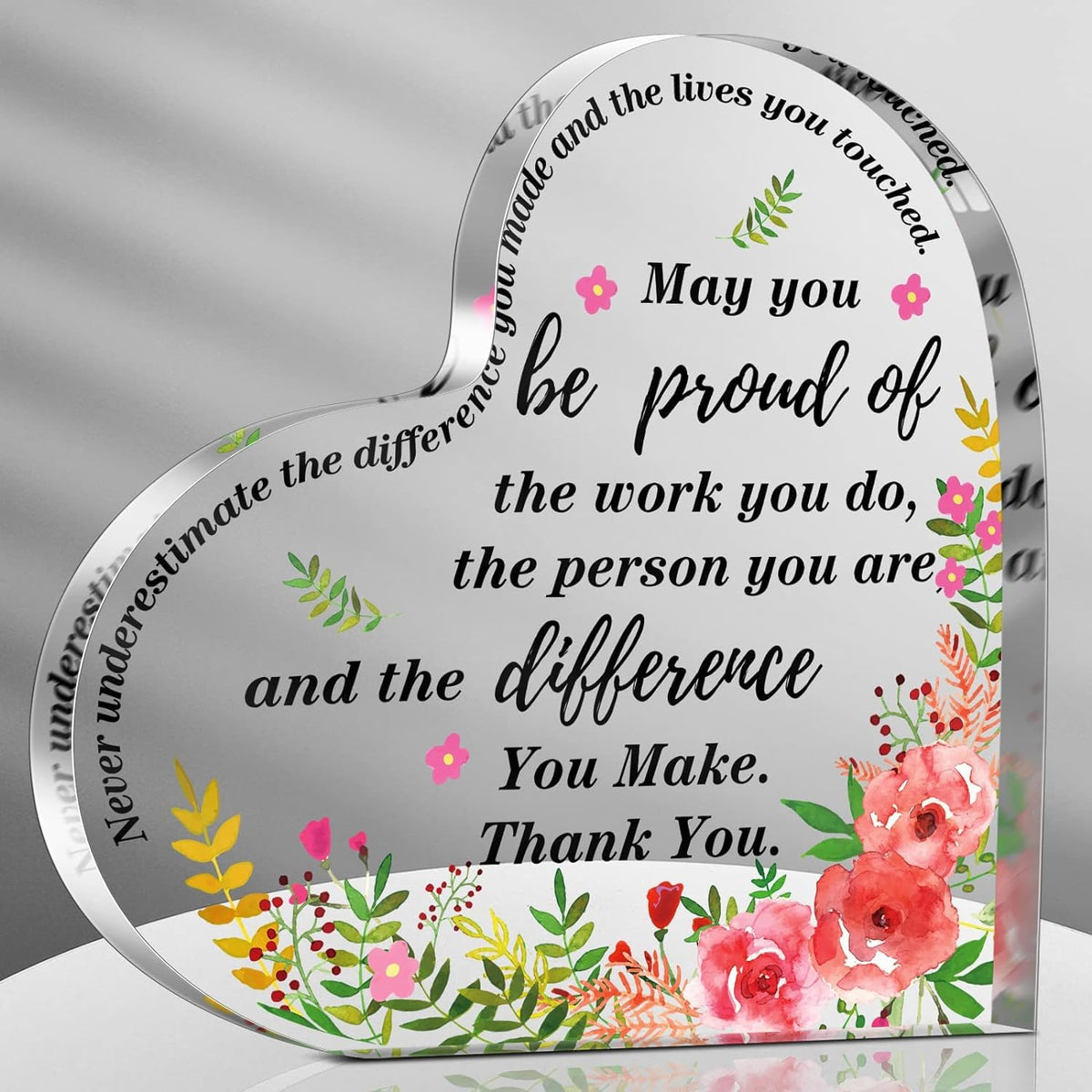 Thank You Gifts for Women Coworkers - Farewell Gift for Best Friends, Teachers - Inspirational Acrylic Plaques with Flowers - Cute Appreciation Present for Mom, Nurse, Boss