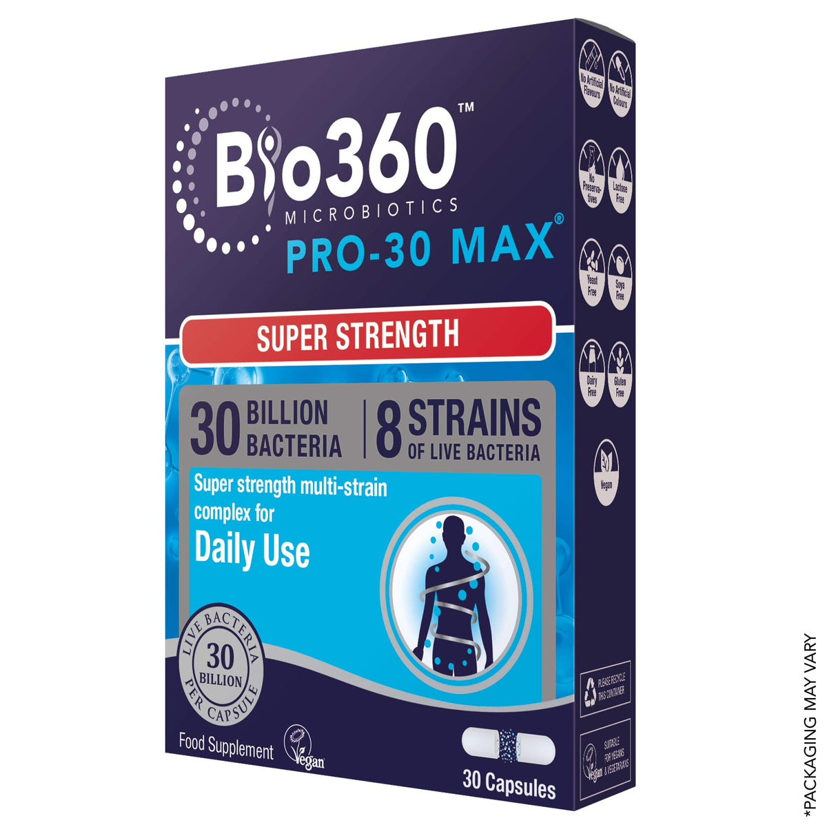 Natures Aid Bio360 Pro-30 MAX (30 Billion Bacteria), from Natures Aid, 30 Capsules