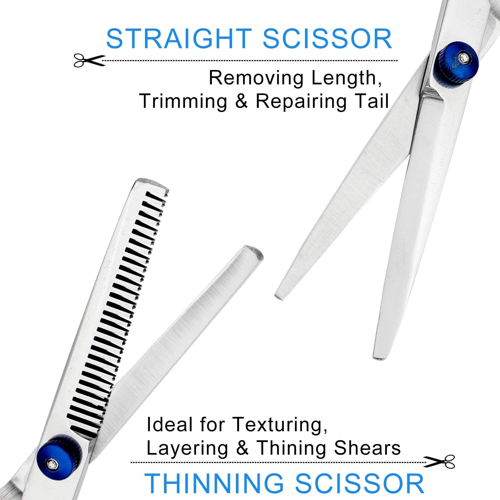 Hairdressing Scissors, Jiasoval Professional 6 Inch Haircut Scissor & Thinning Scissors Set, Hair Cutting Kit, Haircut Beard Trimming Shaping Grooming for Men Women Children Pets Home Salon Barber