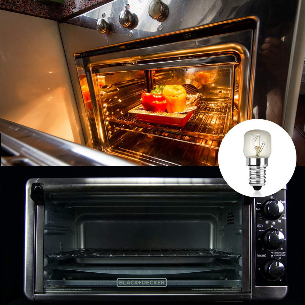 Klarlight 2 Pack Oven Bulb 25W E14 Incandescent Bulbs Dimmable Warm White 2400-2600K 300 Temperature Heat Resistant SES Small Edison Screw 360 Degree for Microwave, Fridge, Oven, Salt Lamp, Freezers