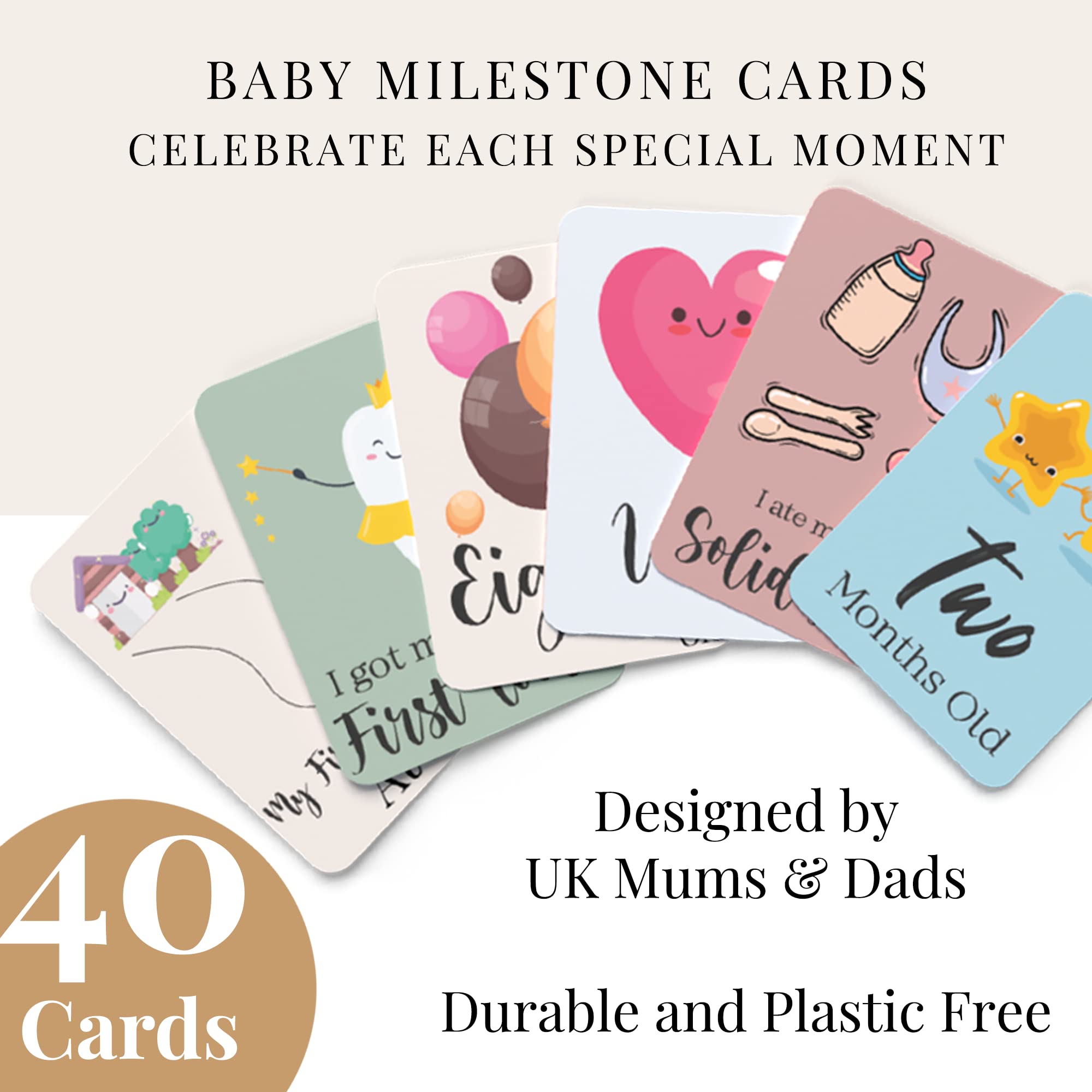 40 Baby Milestone Cards in Gift Box - Baby Shower Gifts for Mum - New Baby Gift for Boy or Girl - Unisex Milestone Baby Cards for New Parents Pregnancy Gifts and Keepsake