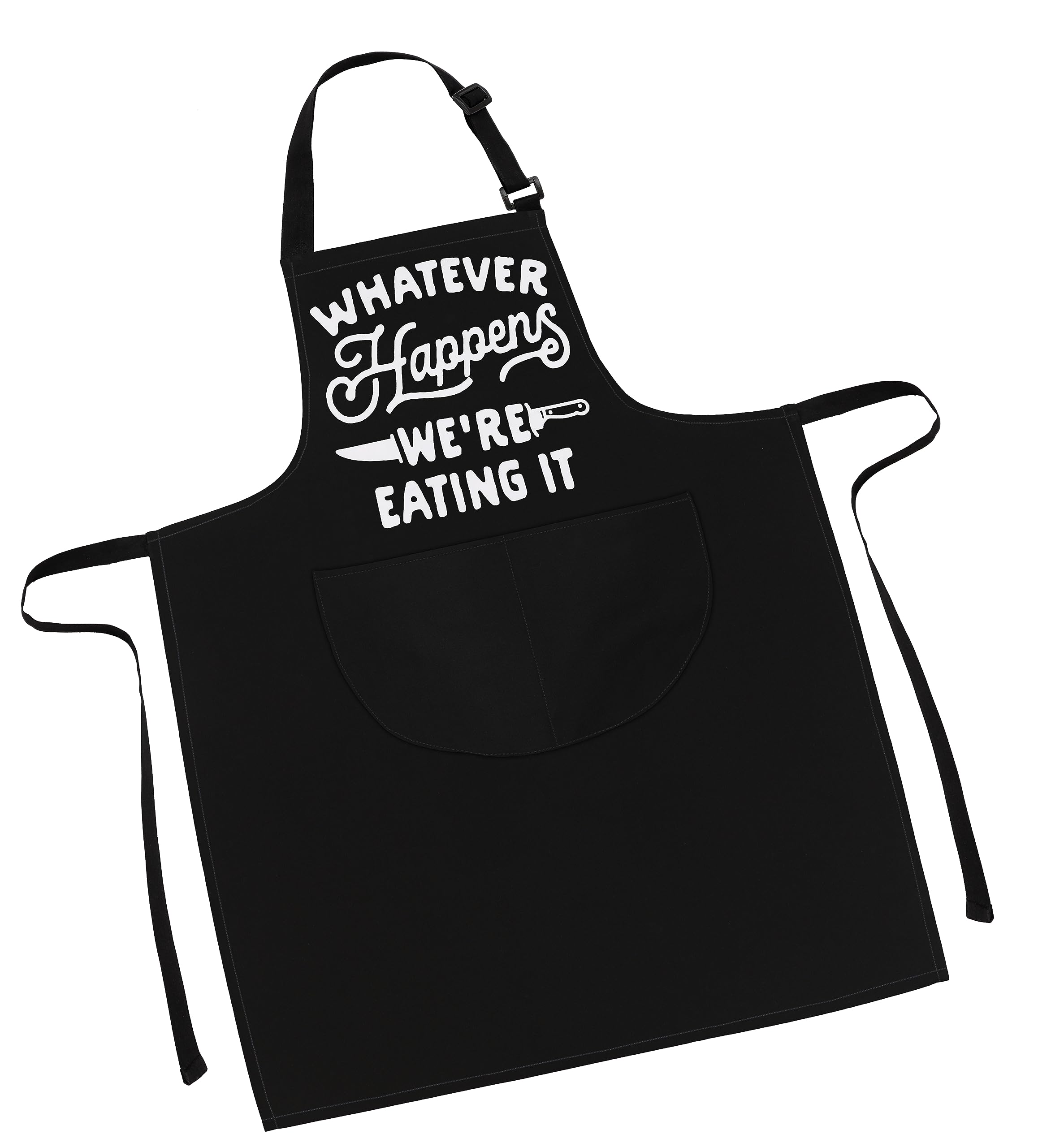 LINEN CLOSET® Bbq Apron for Men Funny Aprons Grilling Novelty Barbecue Aprons Kitchen Cooking Gift Apron with 2 Front Pockets-Whatever Happens Apron